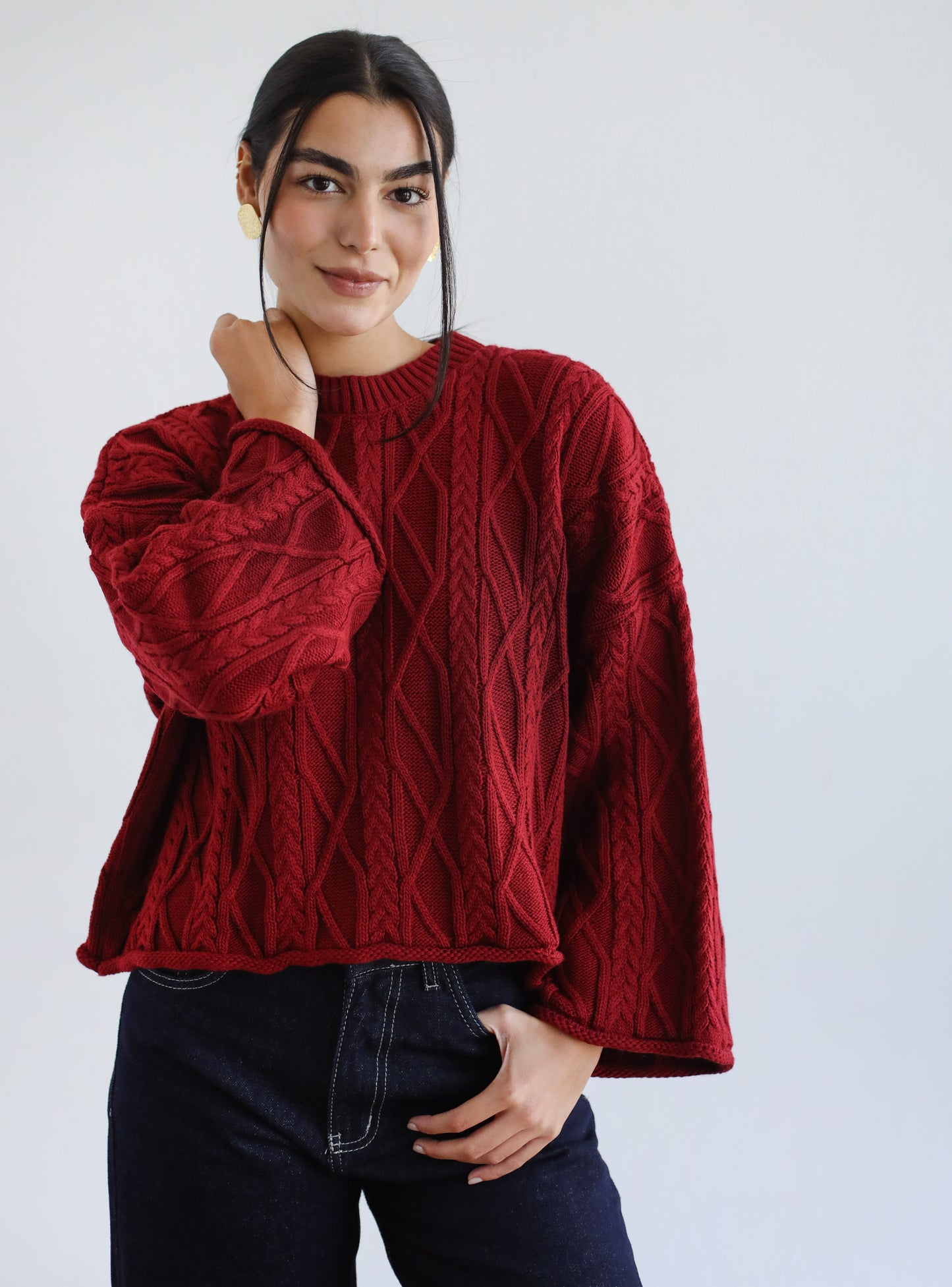 Heartwarming Cable Sweater in Red