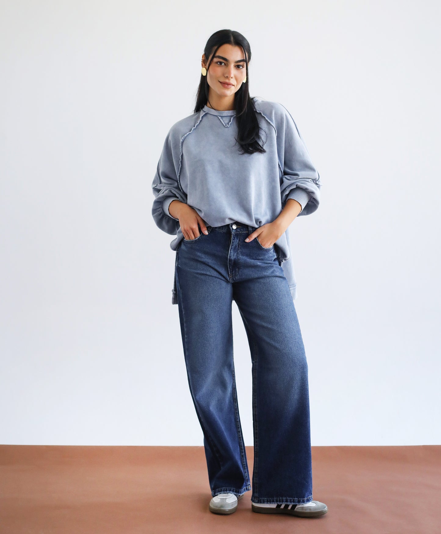 Wide-Leg High-Waist Jeans in Blue