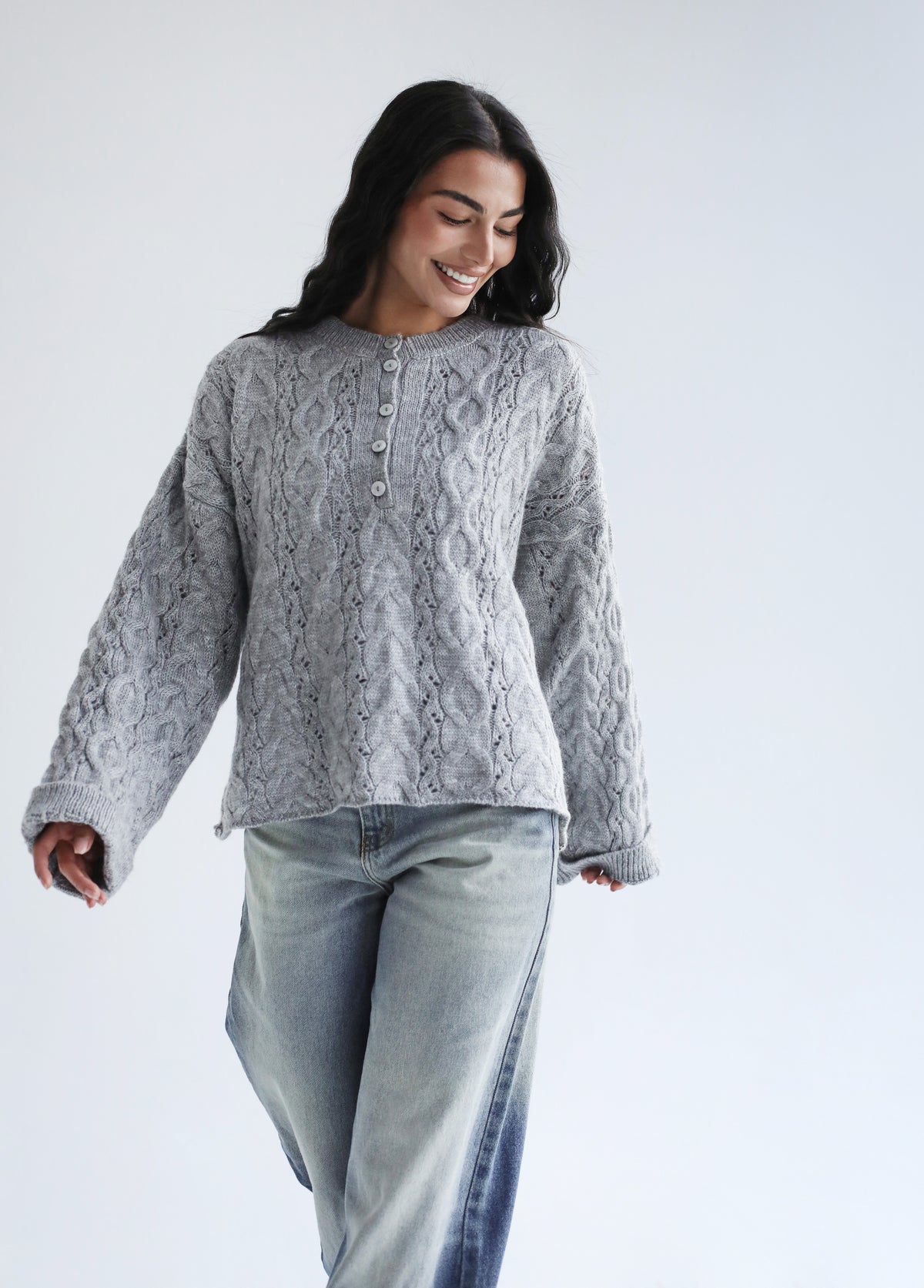 Sweet as you knit sweater - Grey