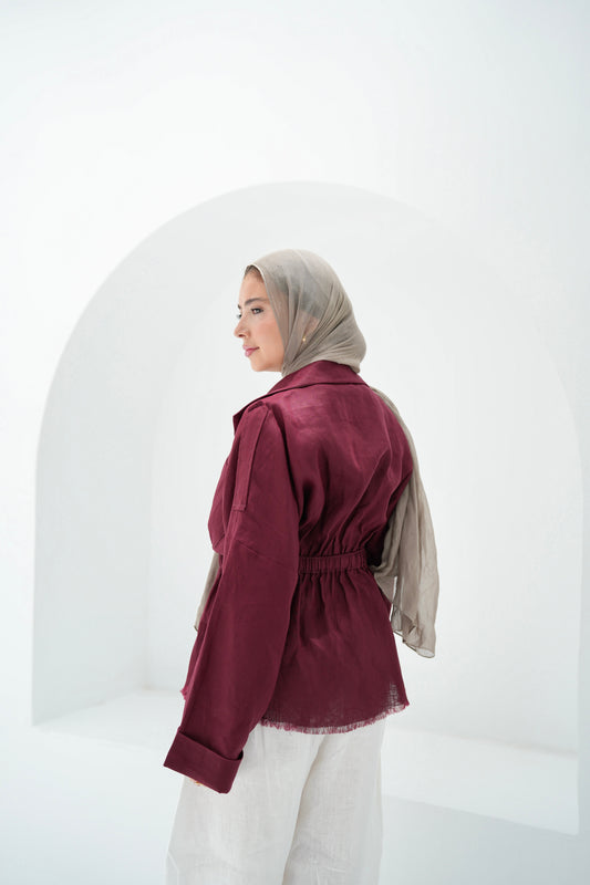 Amalia’s Signature Linen Top - Burgundy