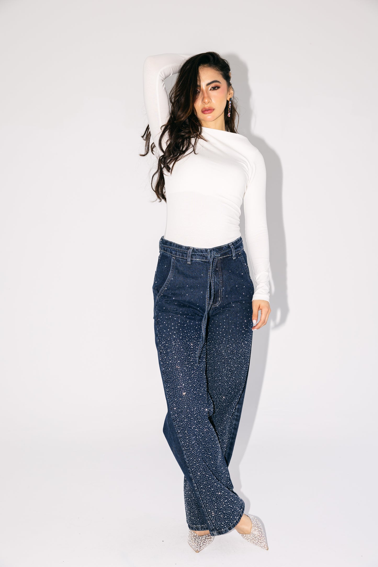 Unmatched Denim Pants in Dark Blue