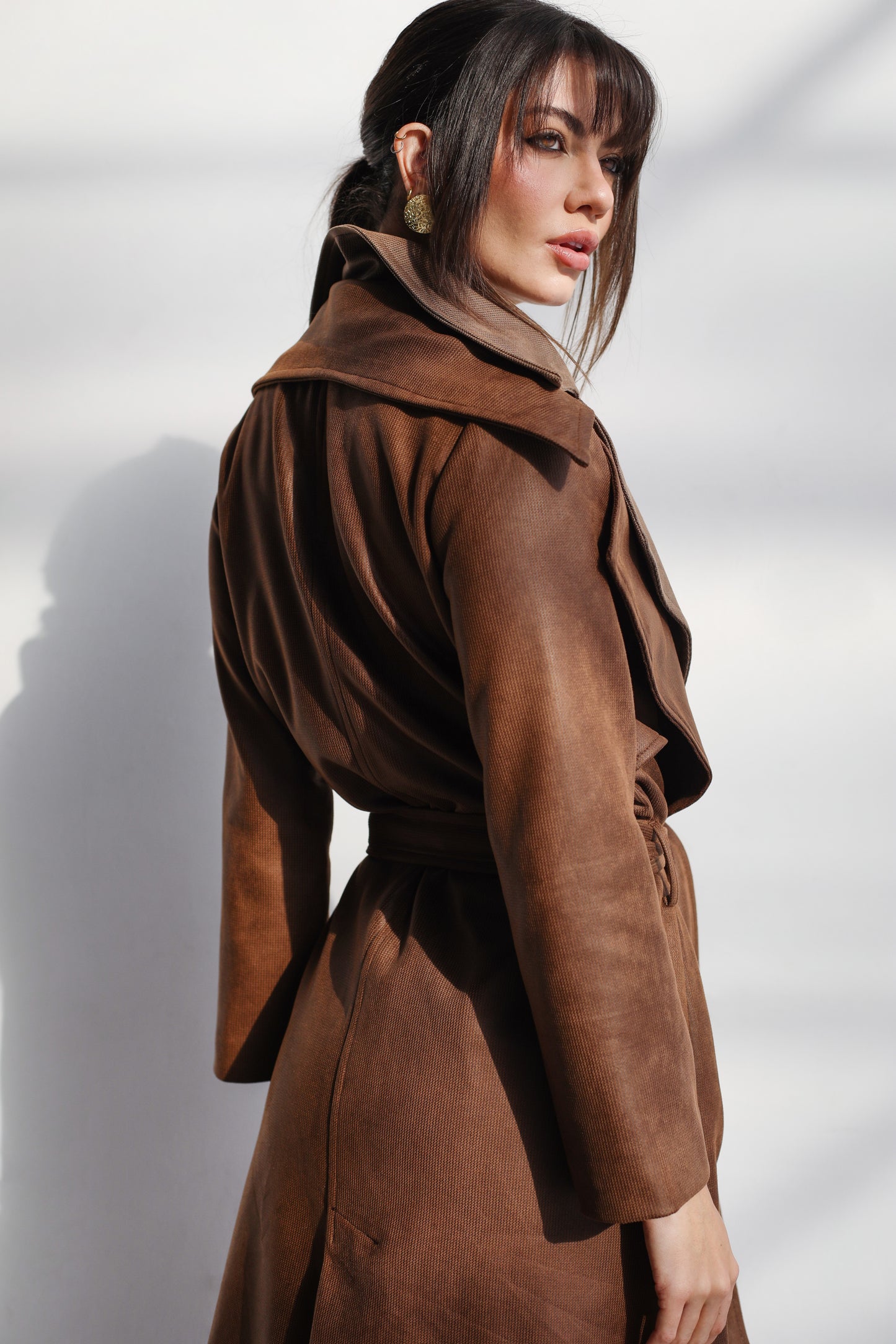 Warmer Winter Suede Coat - Cappuccino Brown