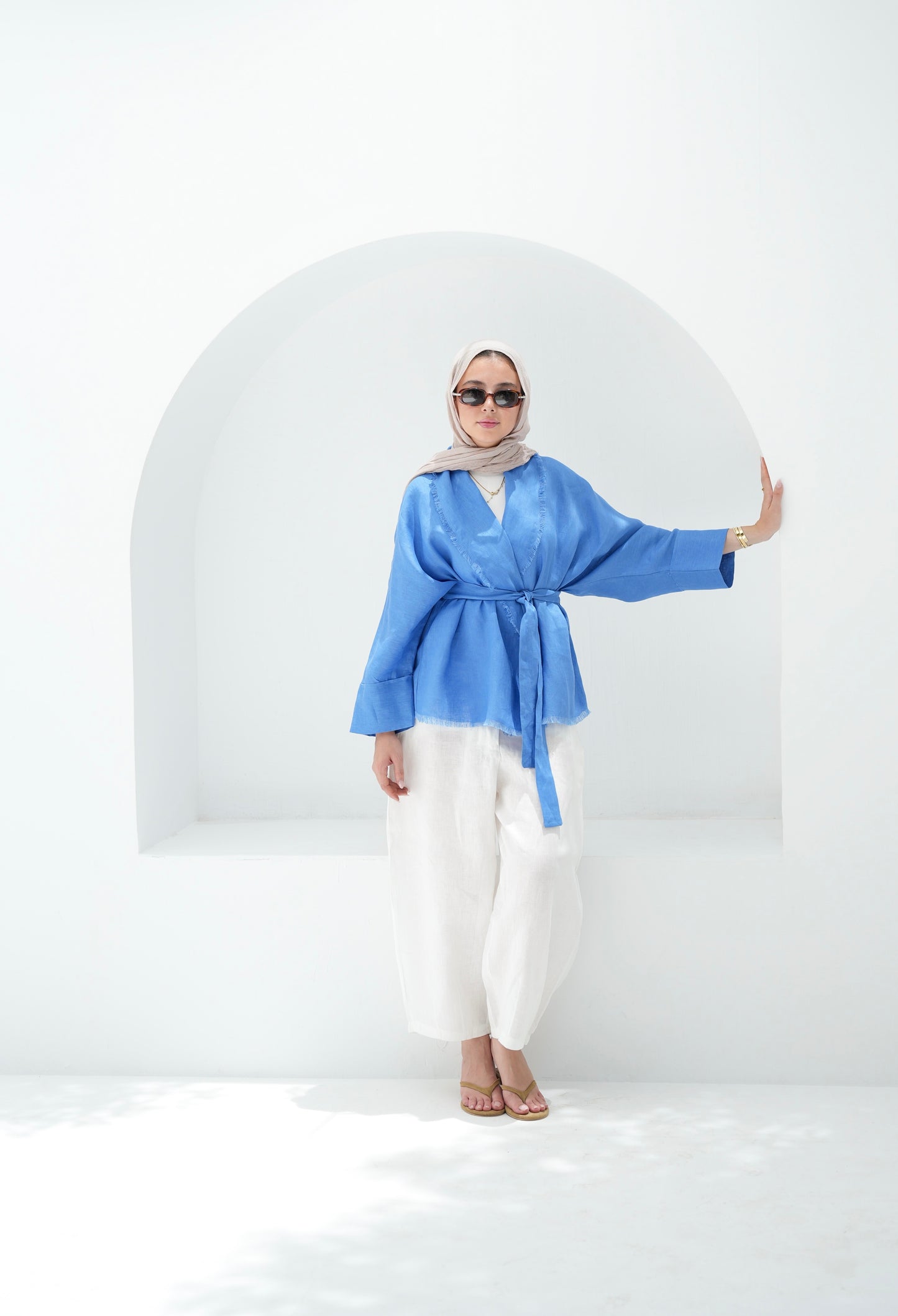 Sun Chaser Linen Cardigan - Cobalt