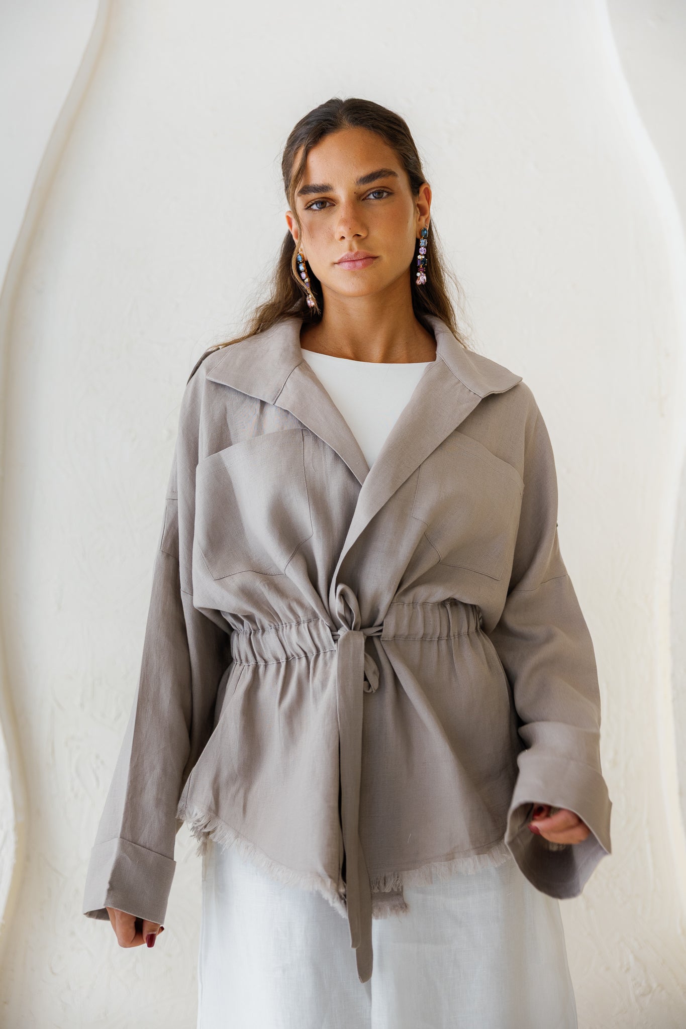 Amalia’s Signature Linen Top - Stone Grey