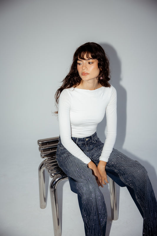 Her Era Denim Pants in Washed Blue