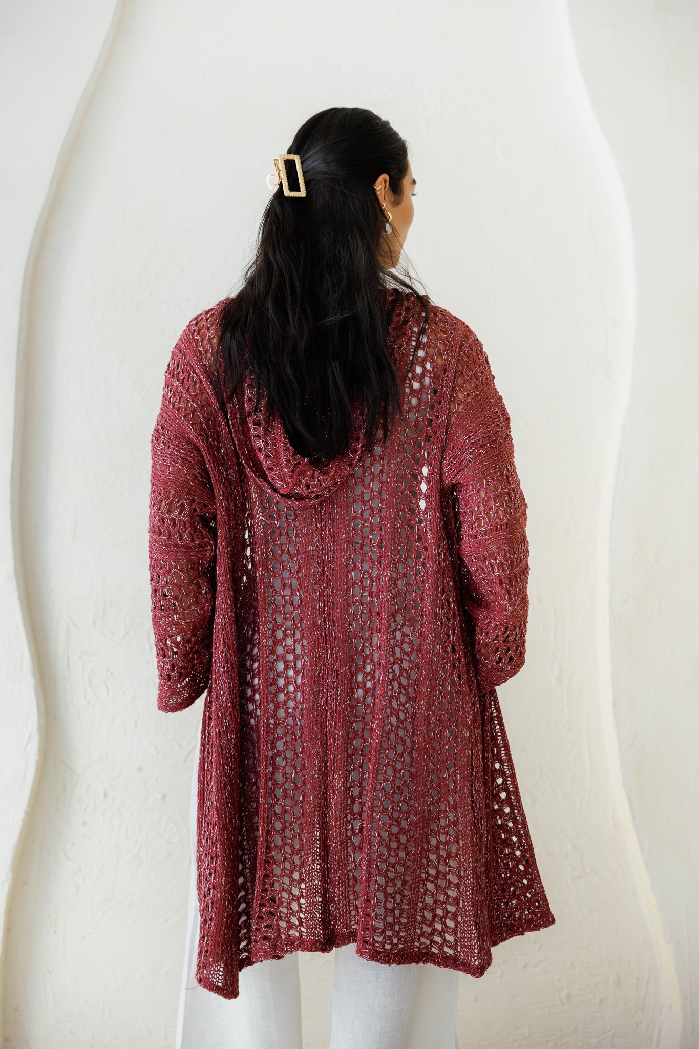 Golden Hour Crochet Cardigan - Burgundy