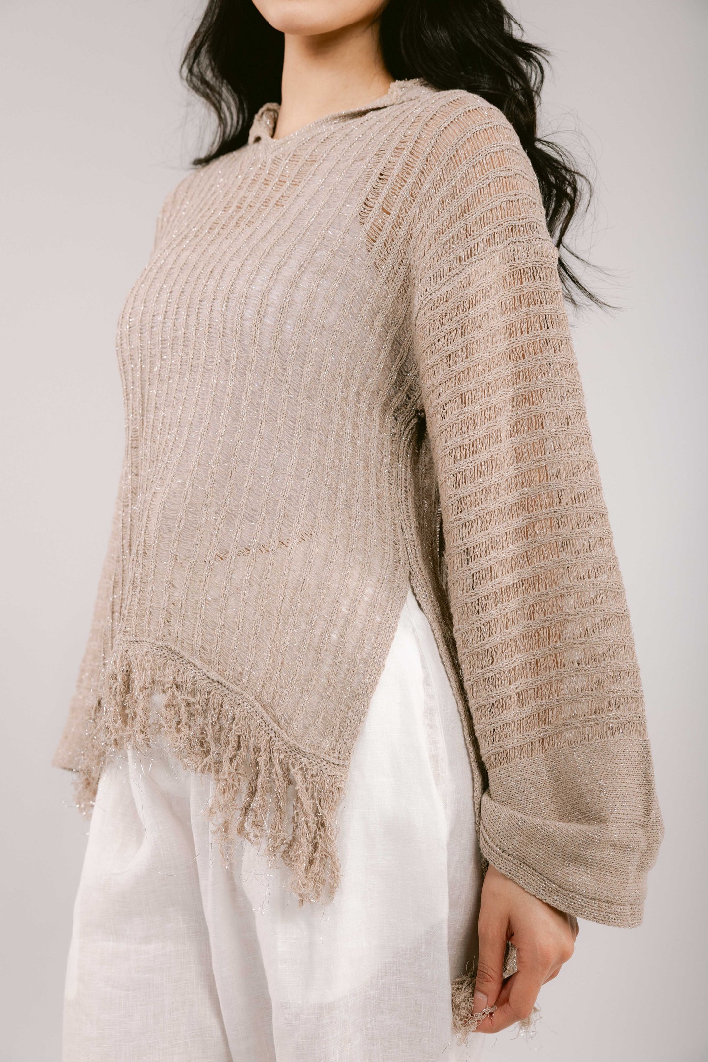 By The Beach Crochet Top - Taupe