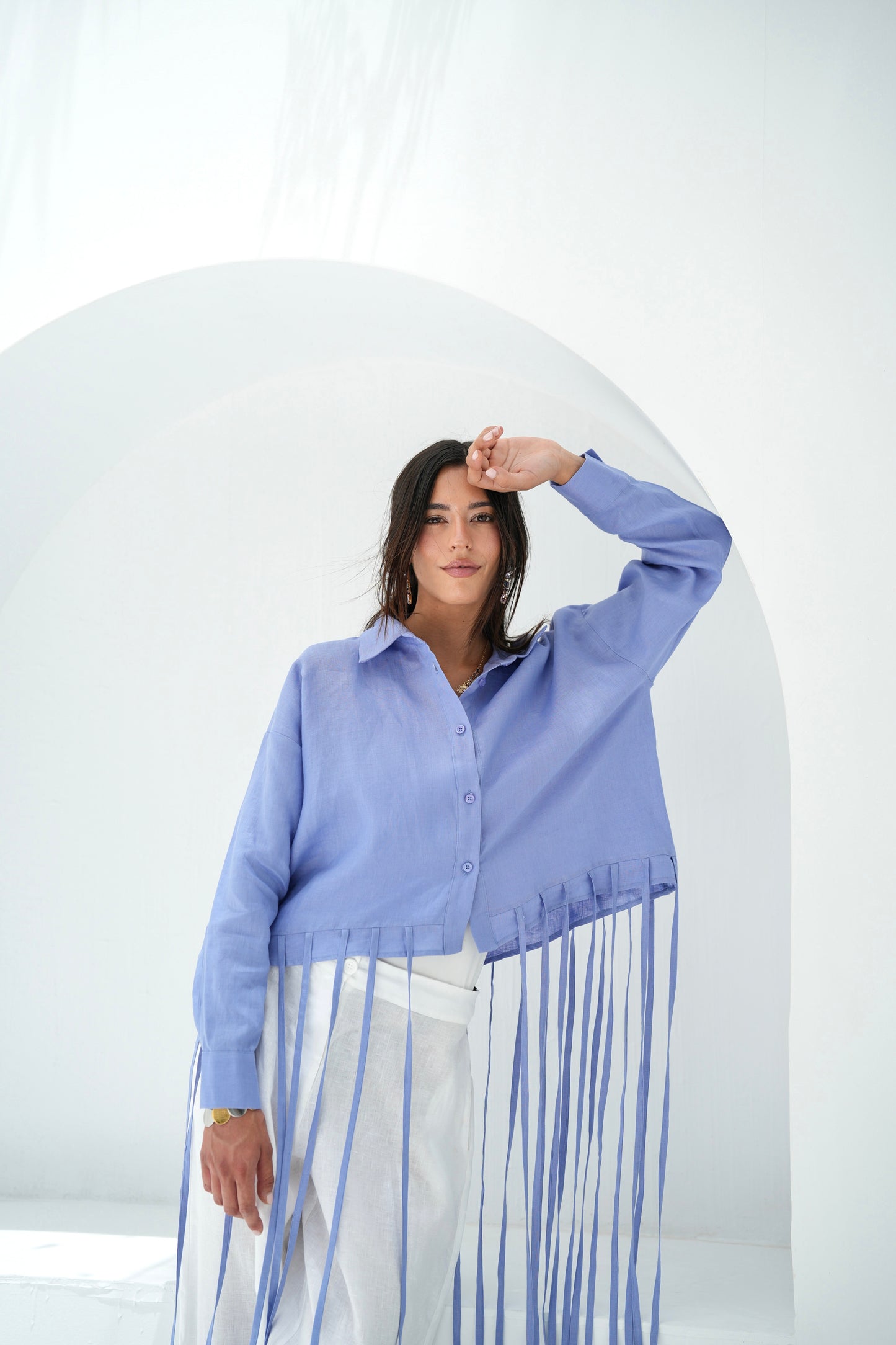 Girl’s Girl Linen Top - Sky Blue