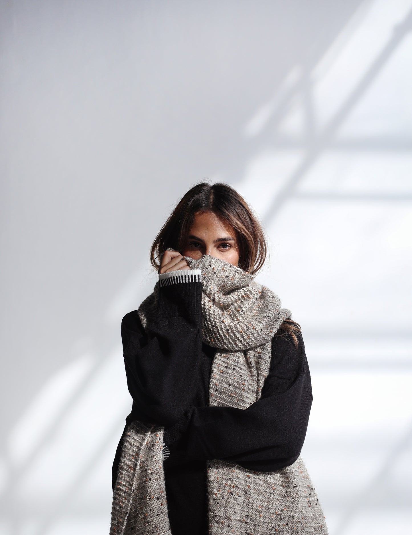 Winter Chill Knit Scarf - Oatmeal Beige