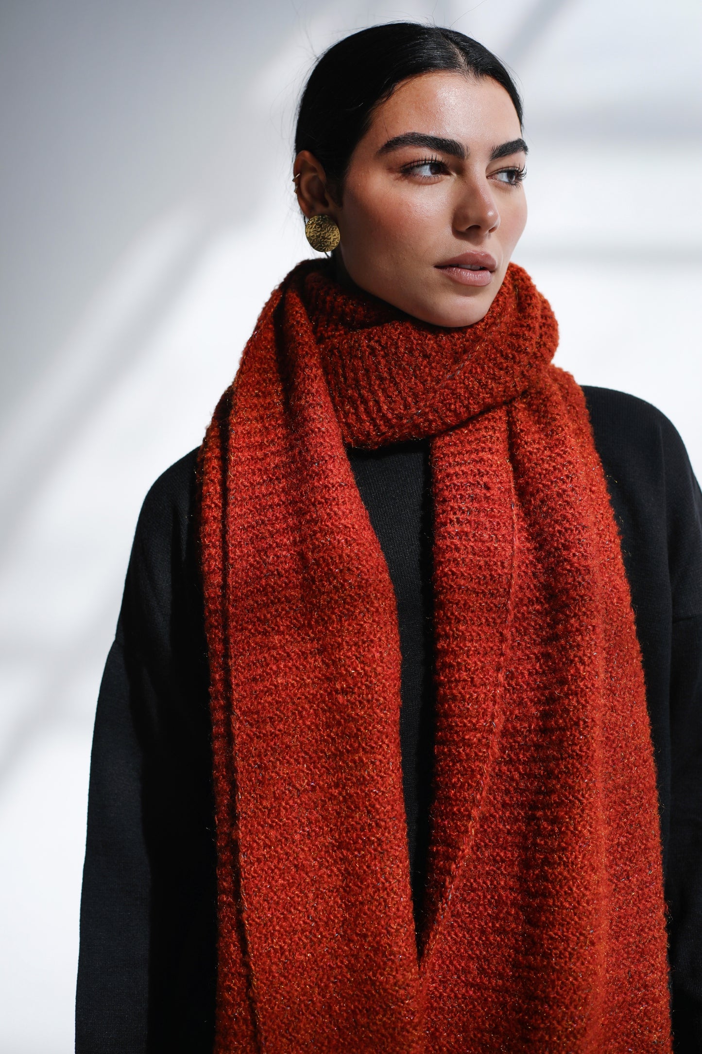 Winter Chill Knit Scarf - Burnt Orange