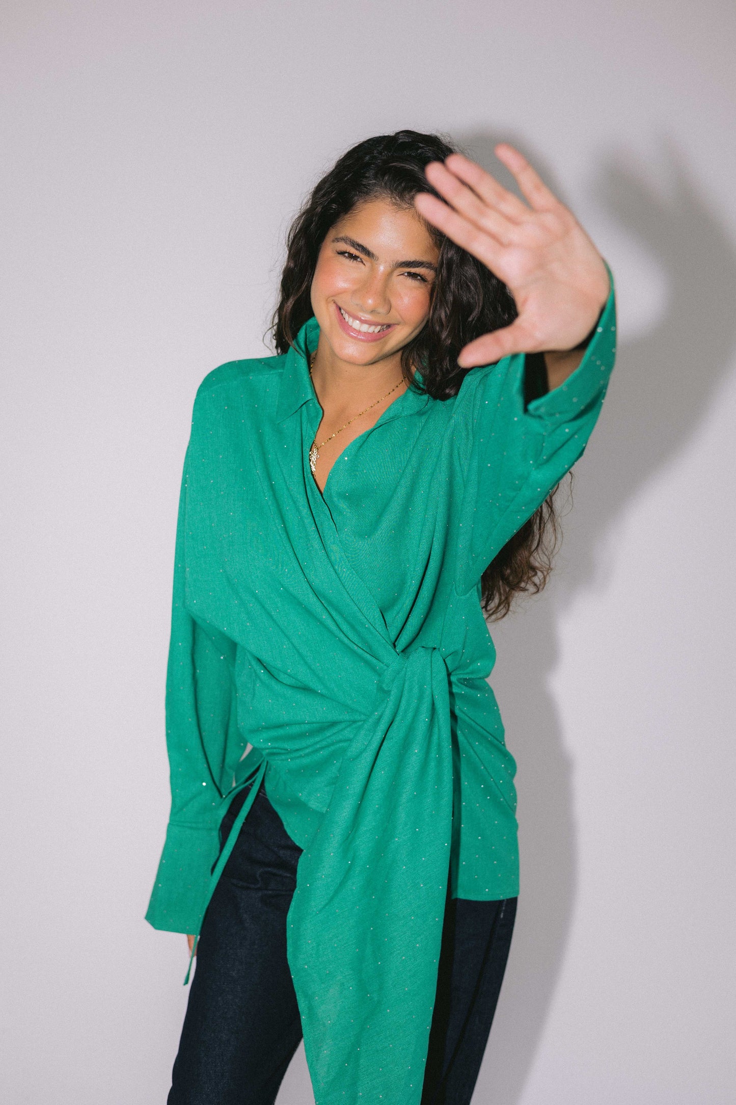 Studded Wrapped In A Dream Top - Green