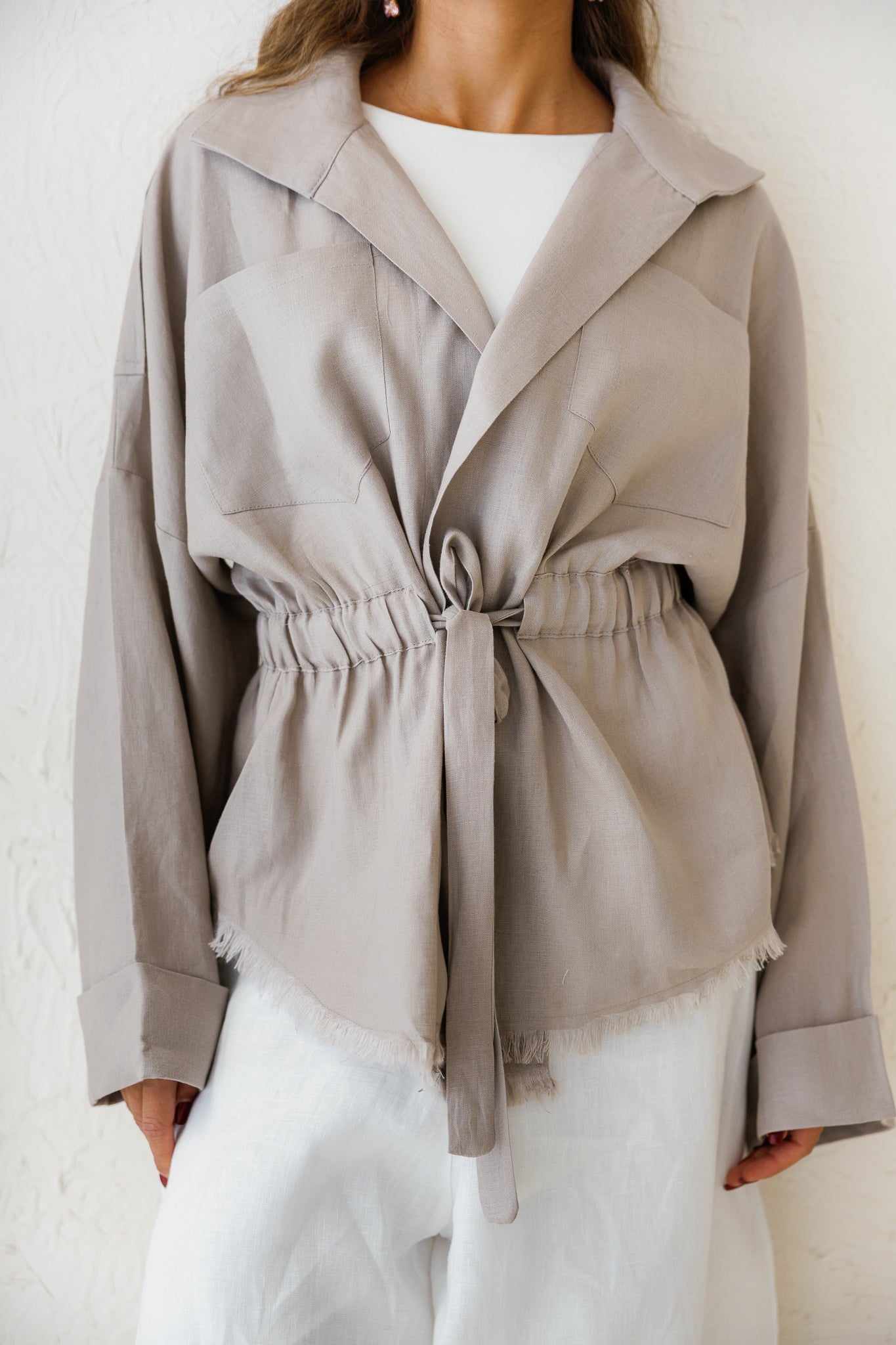 Amalia’s Signature Linen Top - Stone Grey