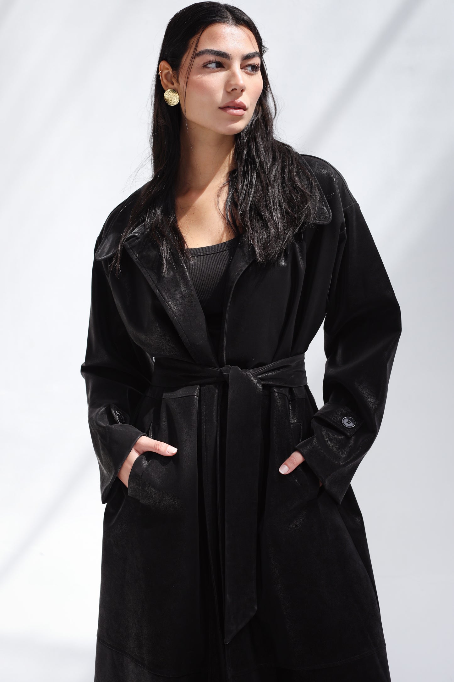 Rock it Leather Trench in Black