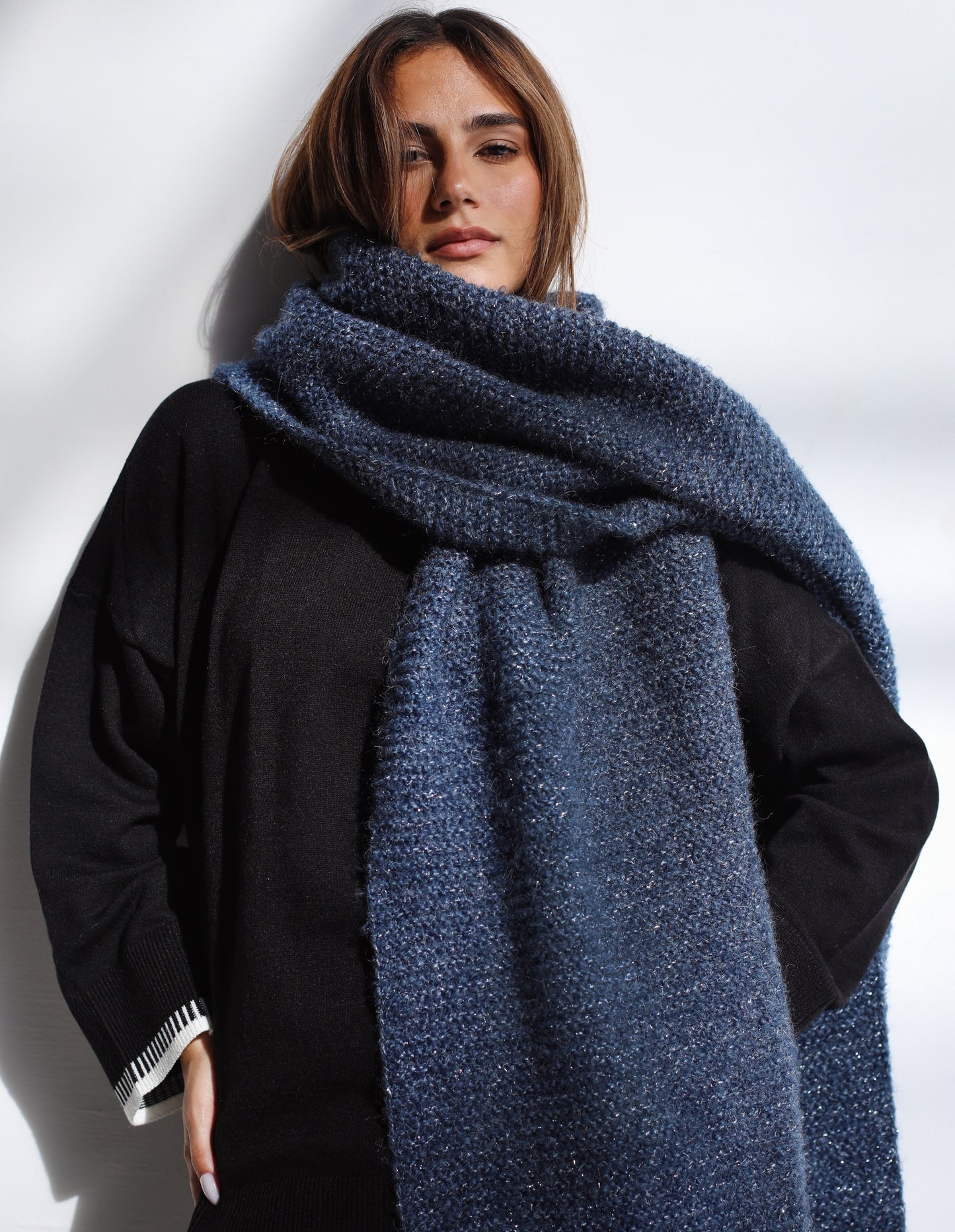 Winter Chill Knit Scarf - Storm Blue