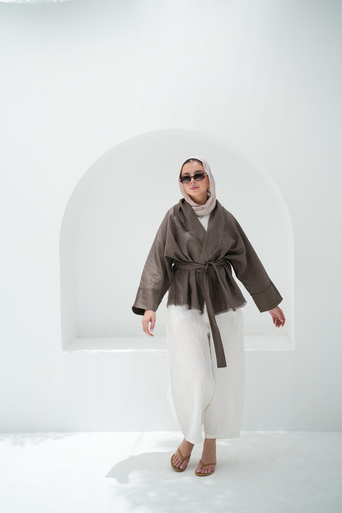 Sun Chaser Linen Cardigan - Mushroom
