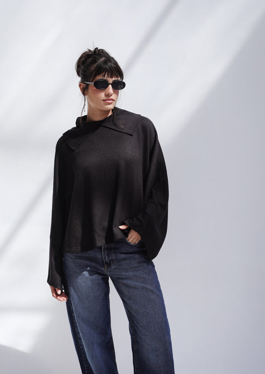Wonderlust Knit Cape - Black