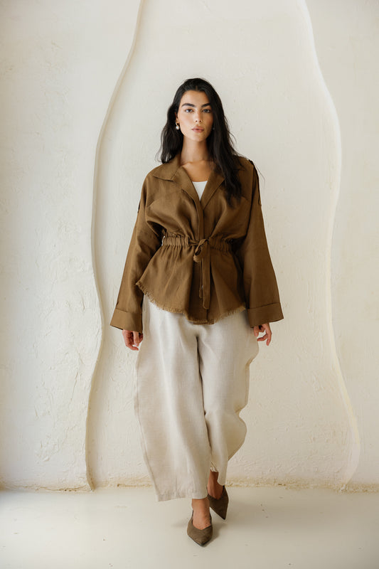 Amalia’s Signature Linen Top - Brown