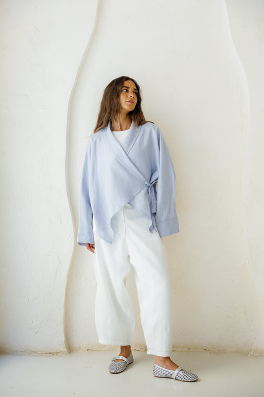 Such A Dreamy Linen Top - Baby Blue