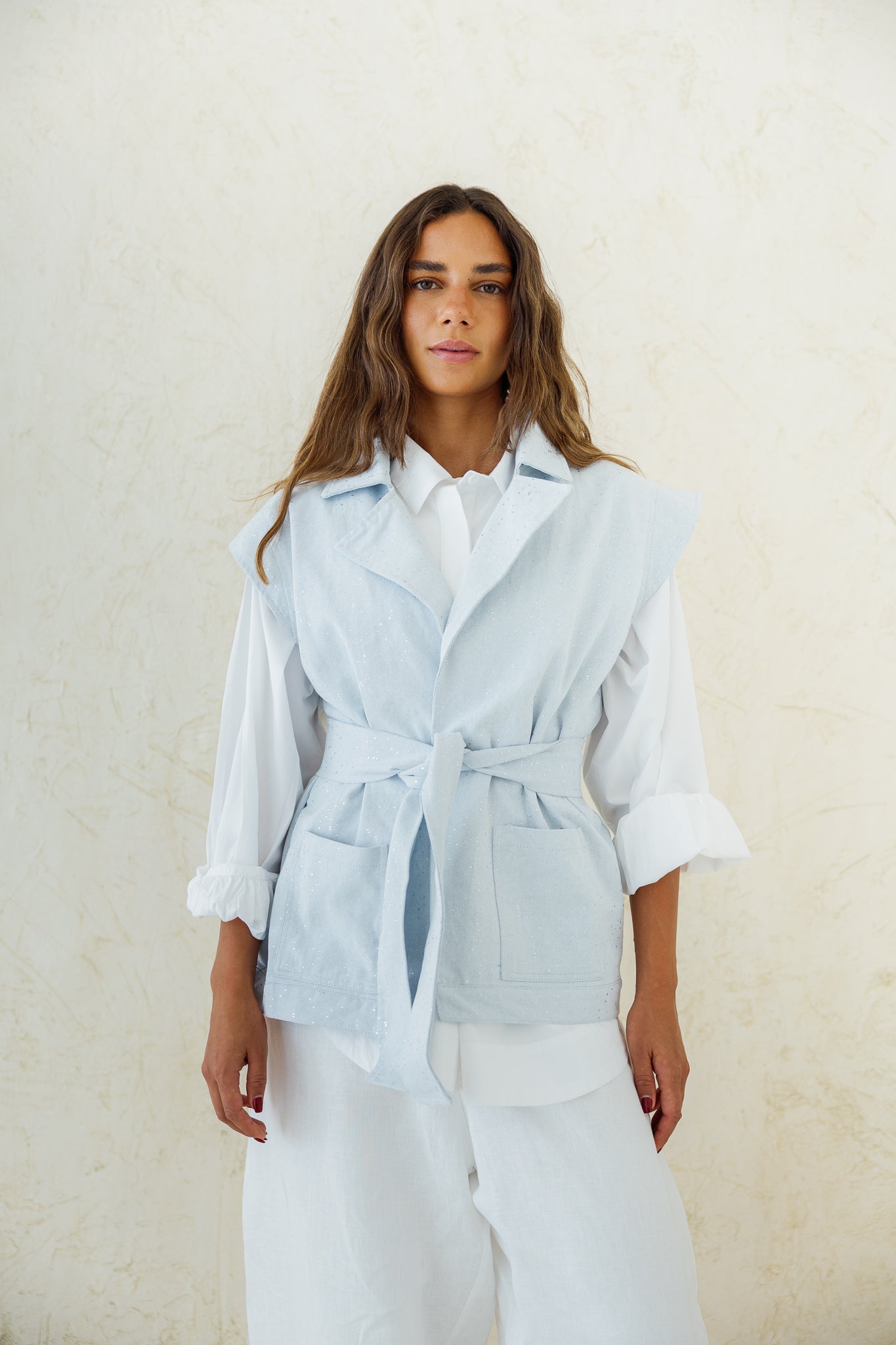 You Have My Heart Denim Vest - Light Blue
