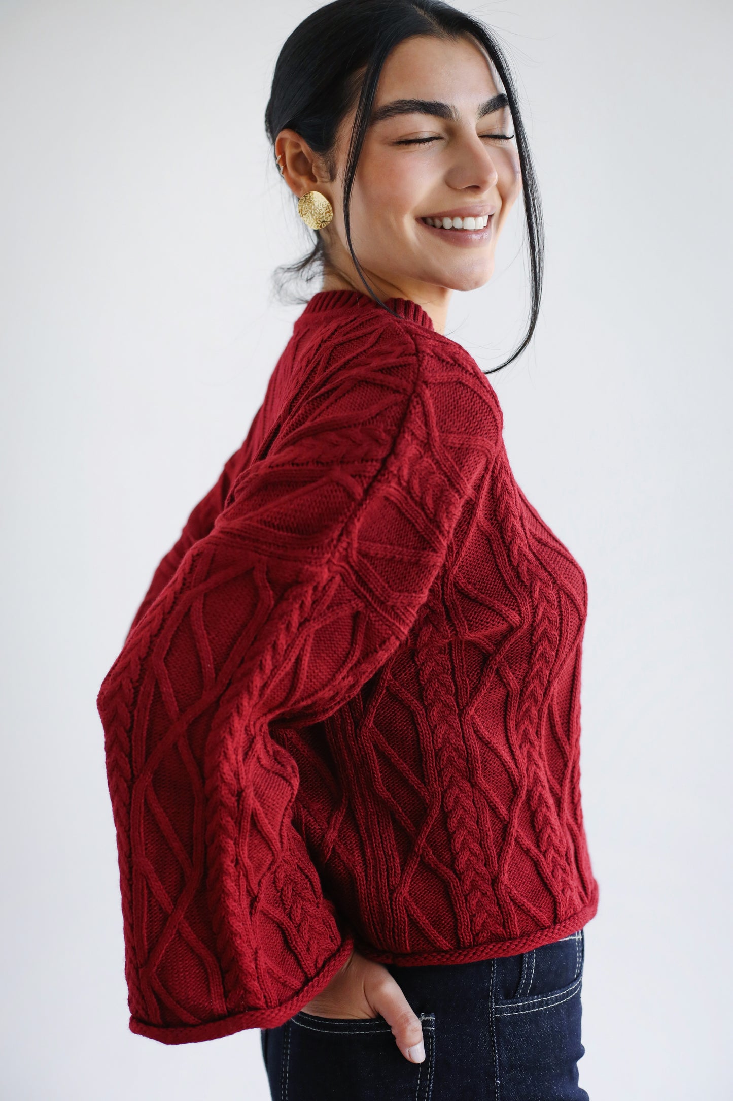 Heartwarming Cable Sweater in Red
