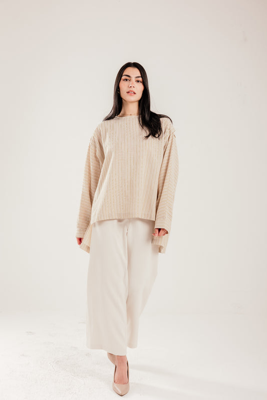 Sun Glow Linen Top in Silver