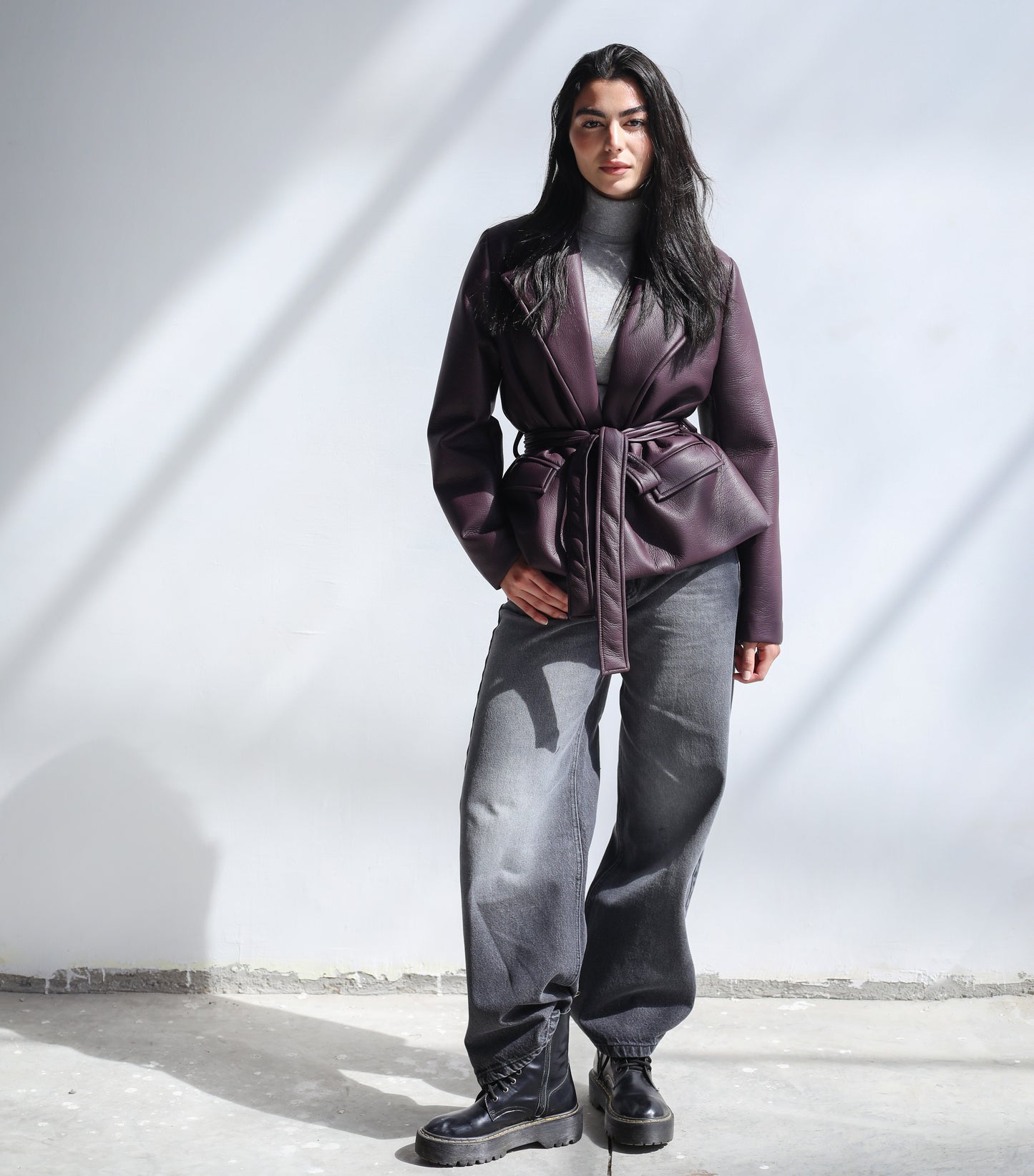 Going Places Leather Blazer - Burgundy