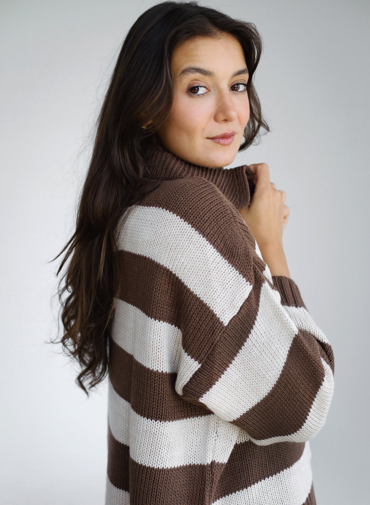 Cozy Striped Sweatshirt in Brown