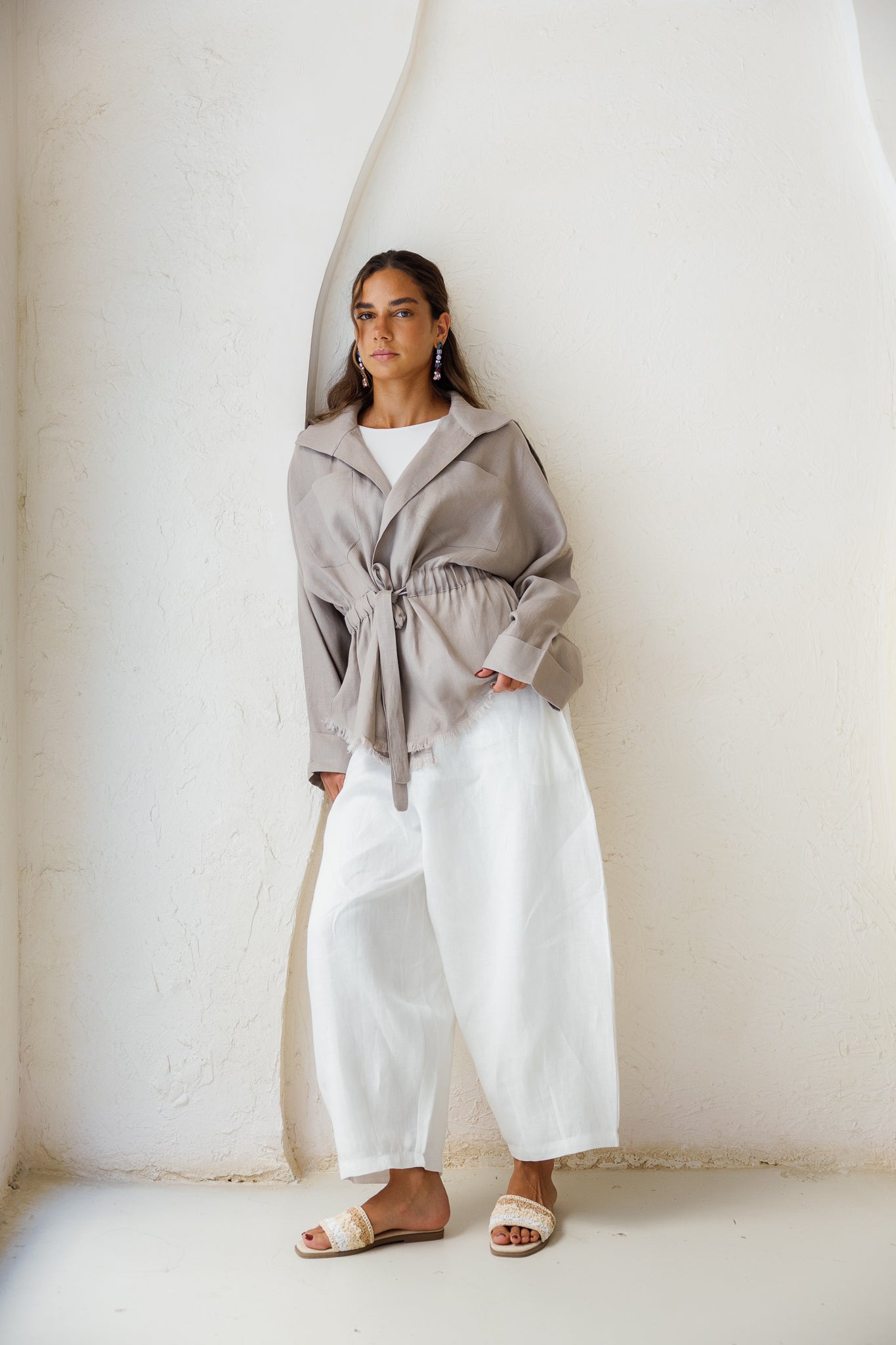 Amalia’s Signature Linen Top - Stone Grey