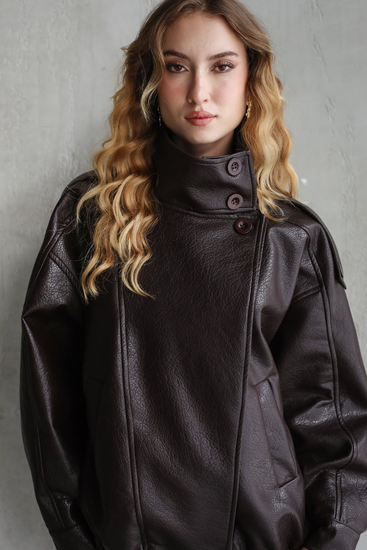 One of One Leather Biker Jacket - Brown