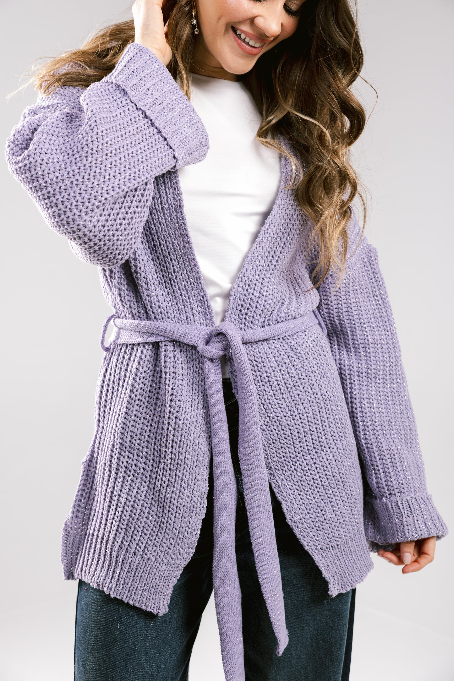 Crystal Skies Crochet Cardigan - Lilac