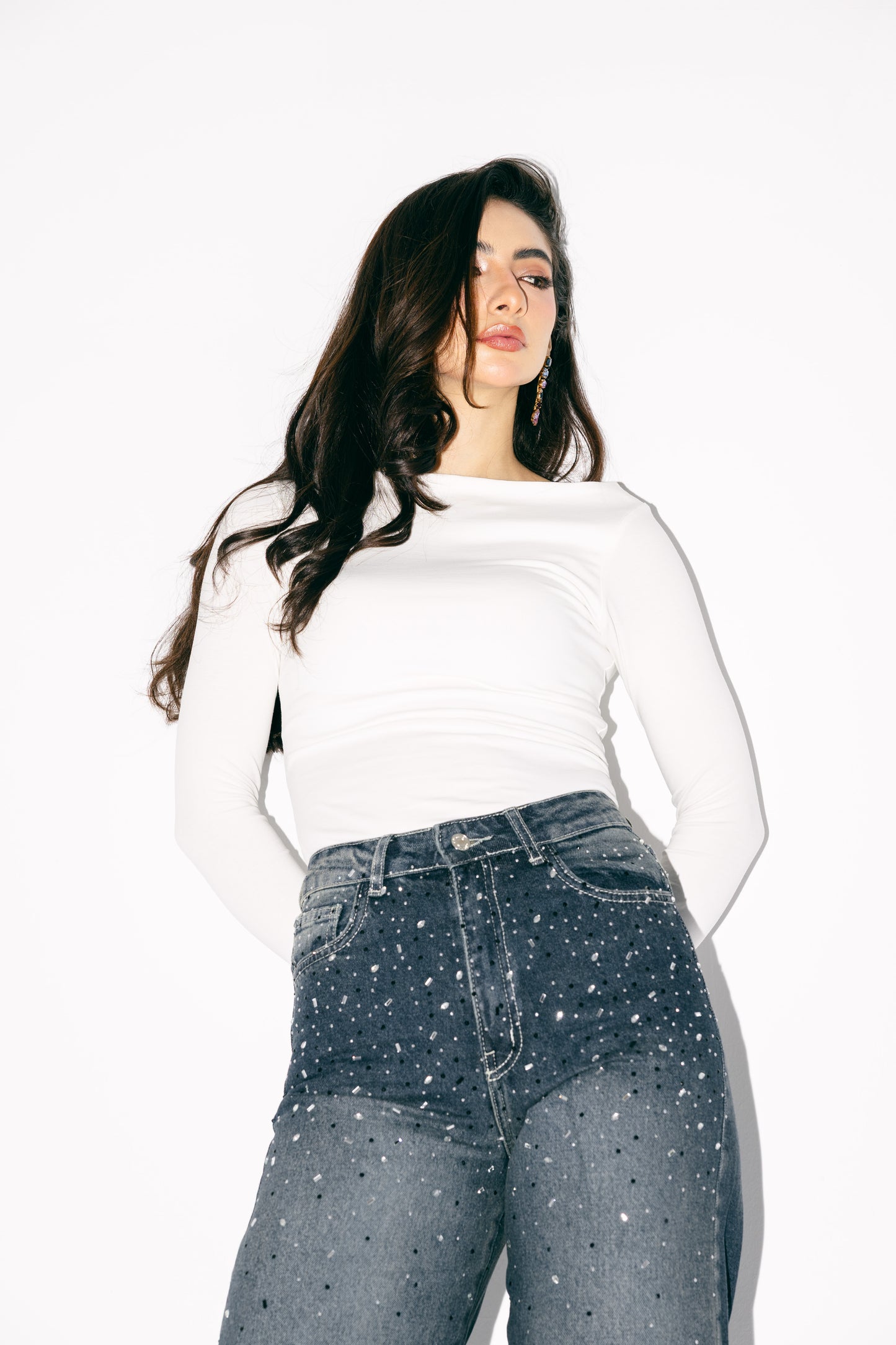 She’s The Moment Denim Pants in Dark Blue