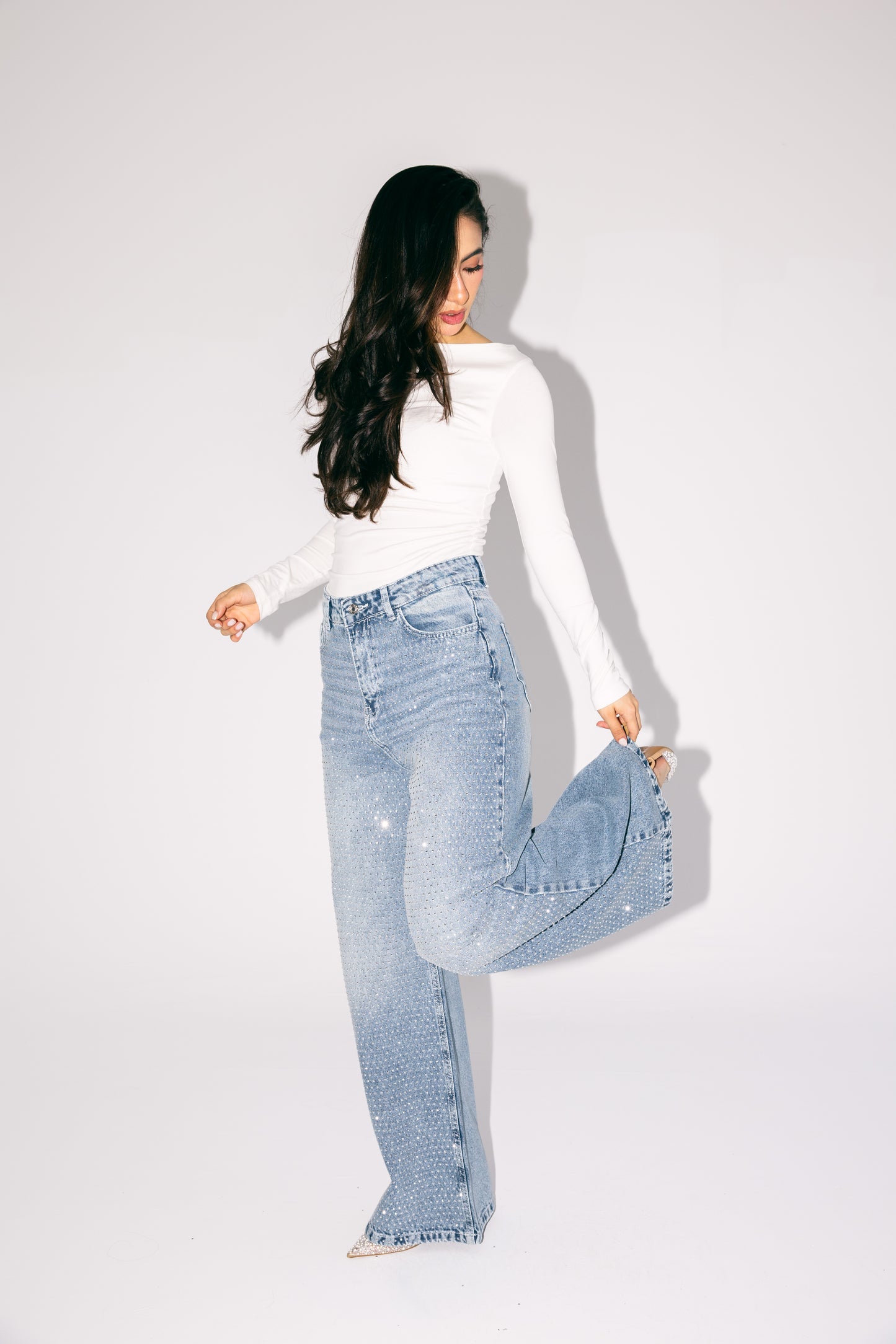 All Eyes On You Denim Pants - Light Blue
