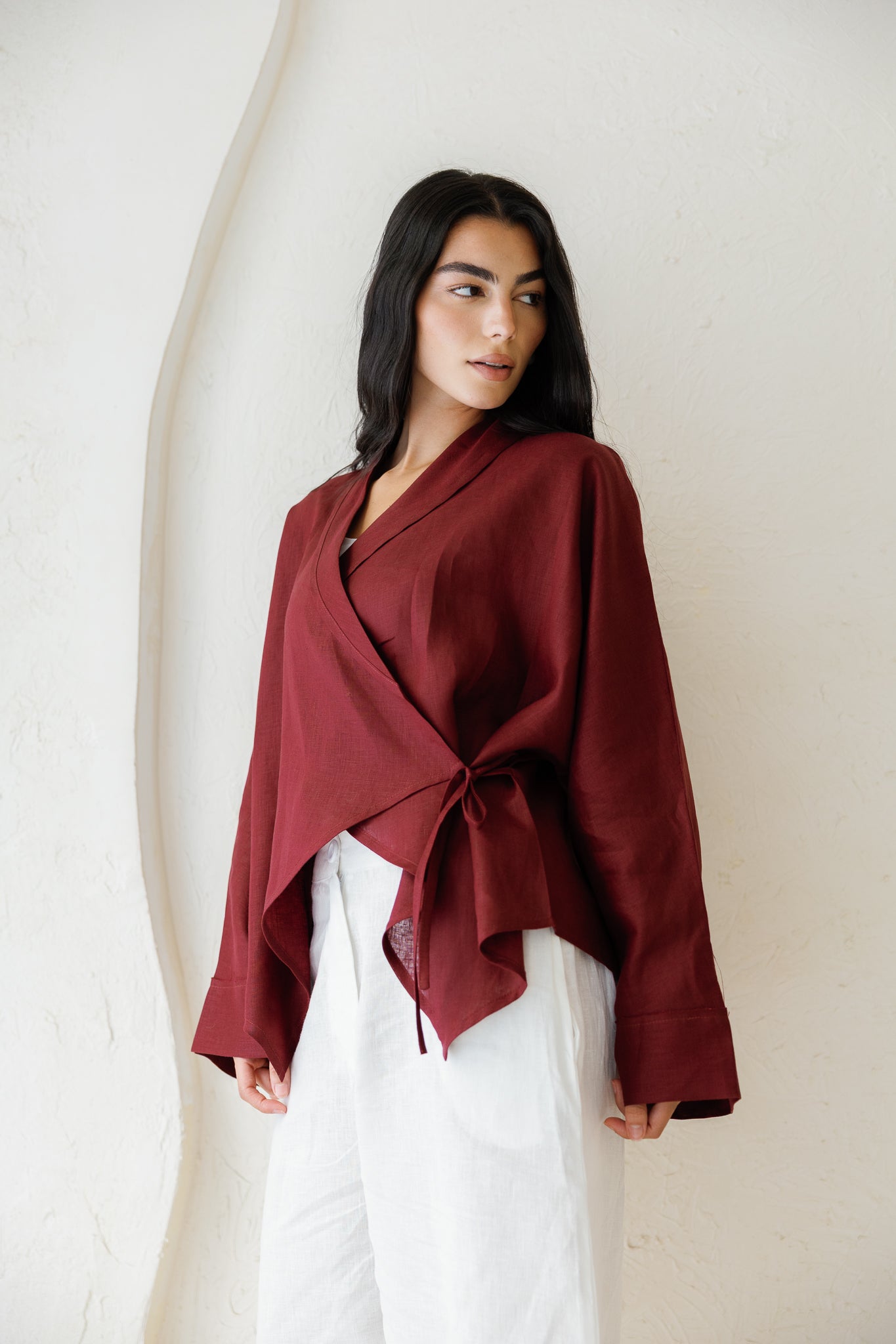 Such A Dreamy Linen Top - Burgundy