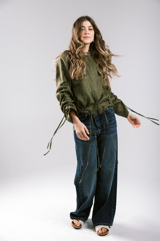Pretty Fringes Linen Shirt - Olive