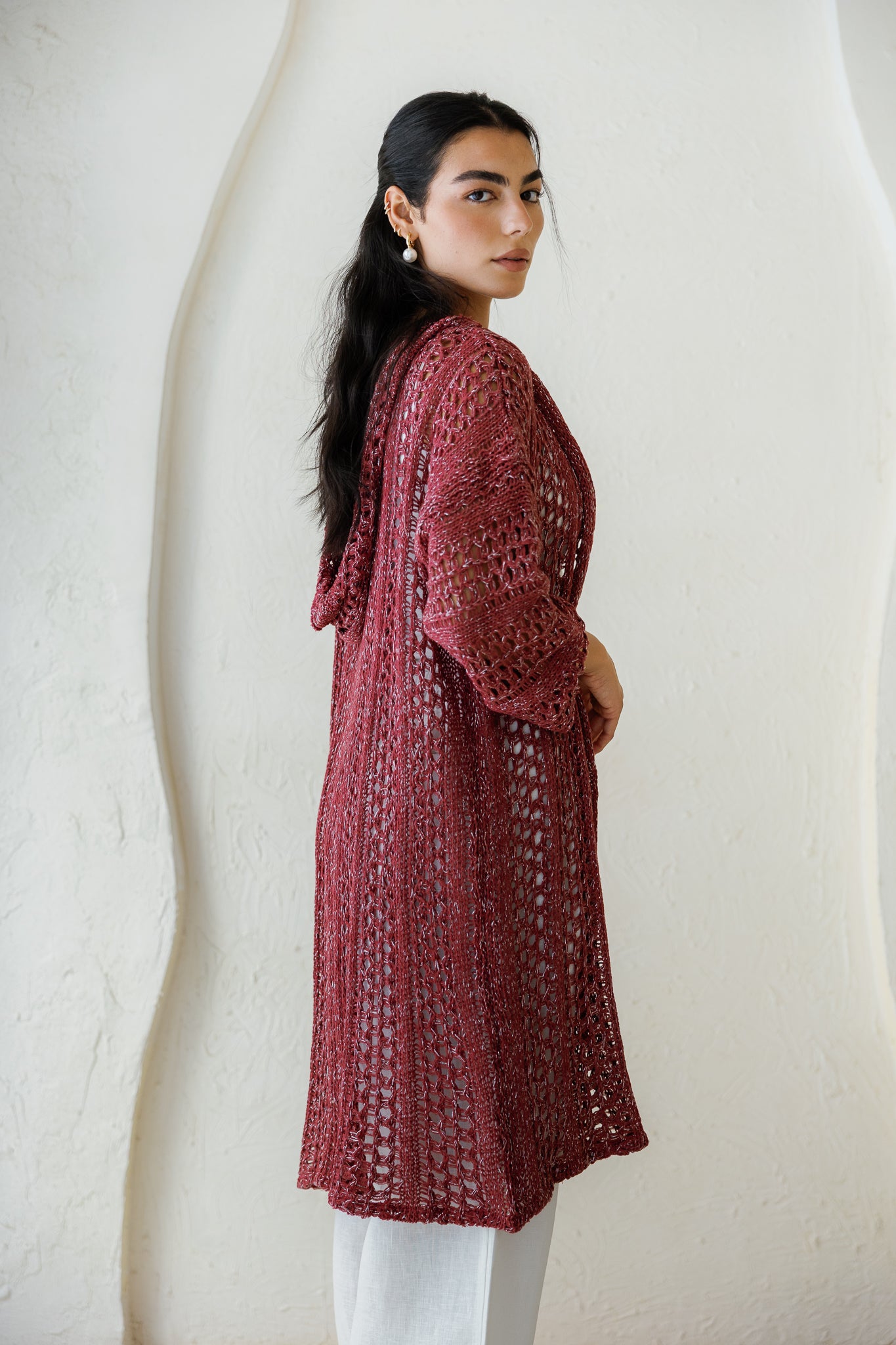 Golden Hour Crochet Cardigan - Burgundy