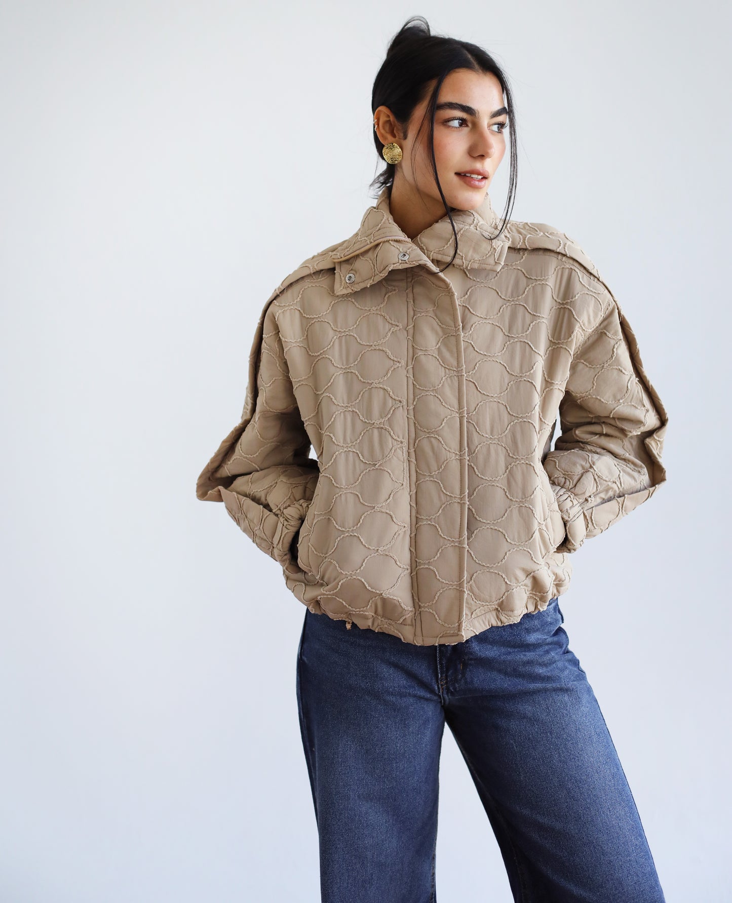 Around The World Bomber Jacket - Sandstone