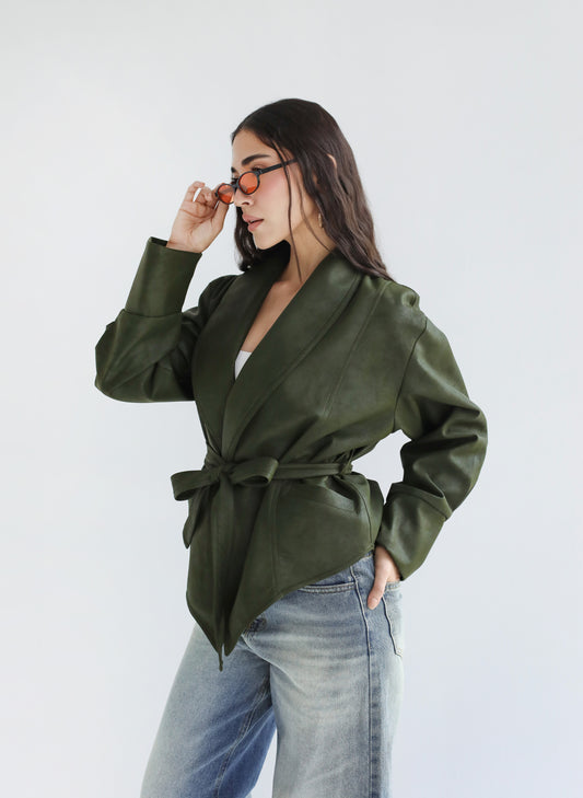 Risk Taker Leather Jacket - Olive