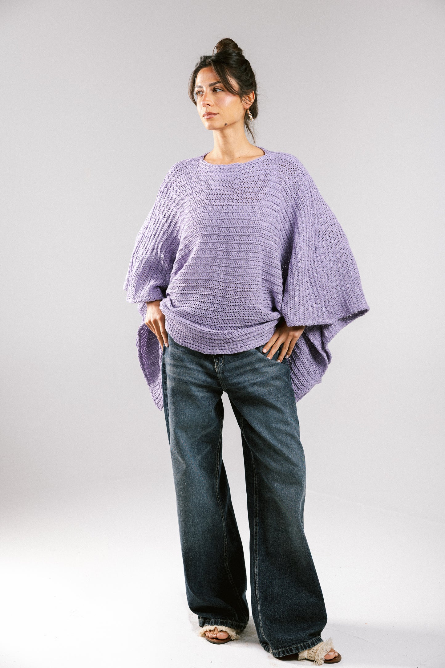 Seen At Sunset Crochet Cape in Lilac