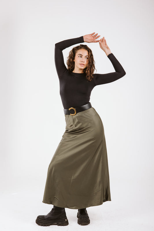 Satin Skirt in Olive