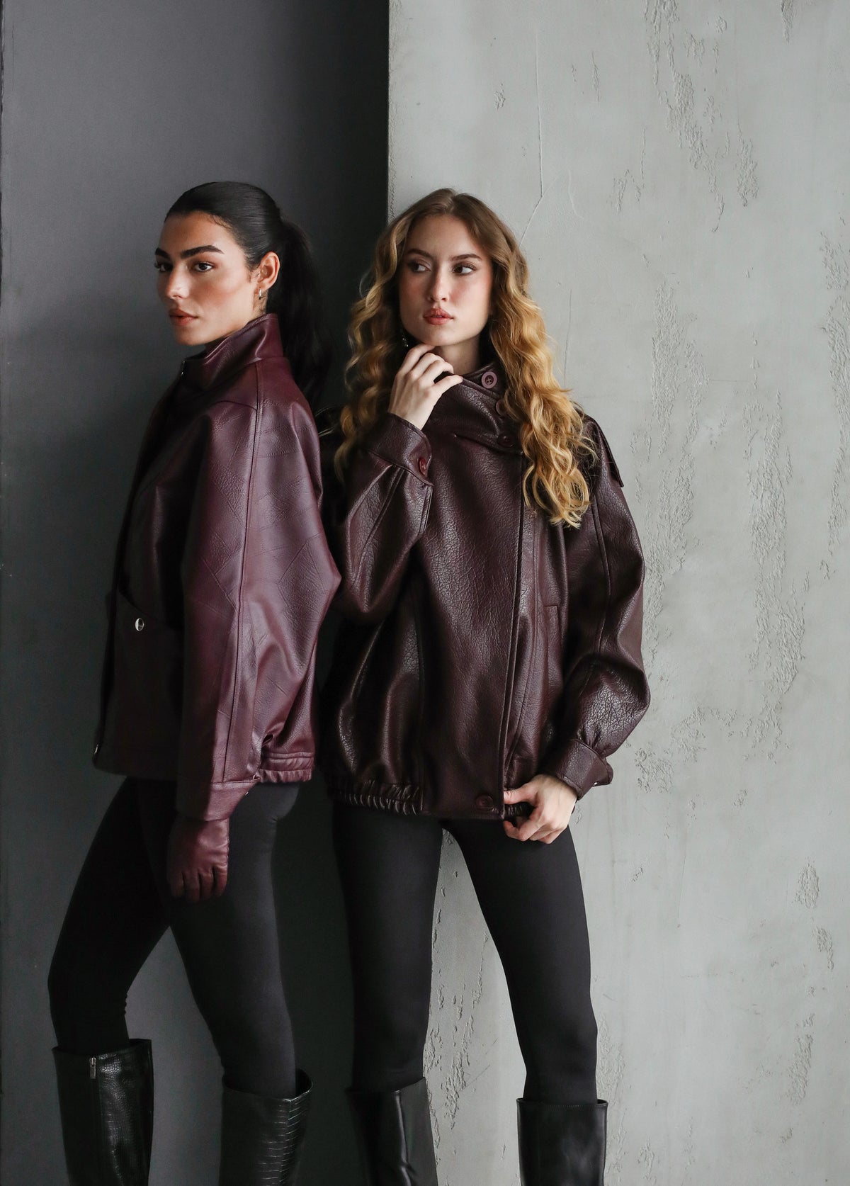 One of One Leather Biker Jacket - Burgundy