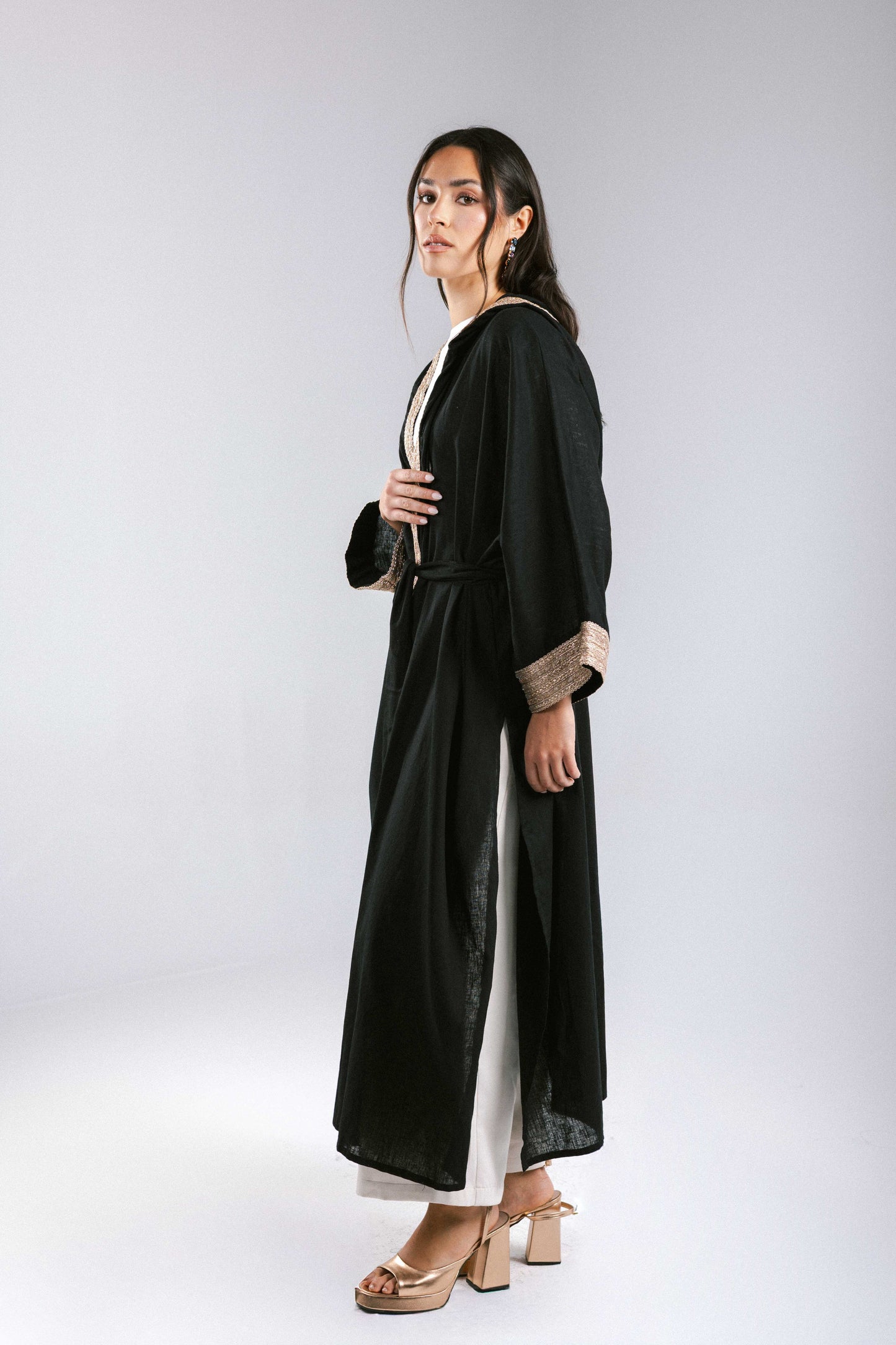 Marrakesh Linen Kaftan in Black