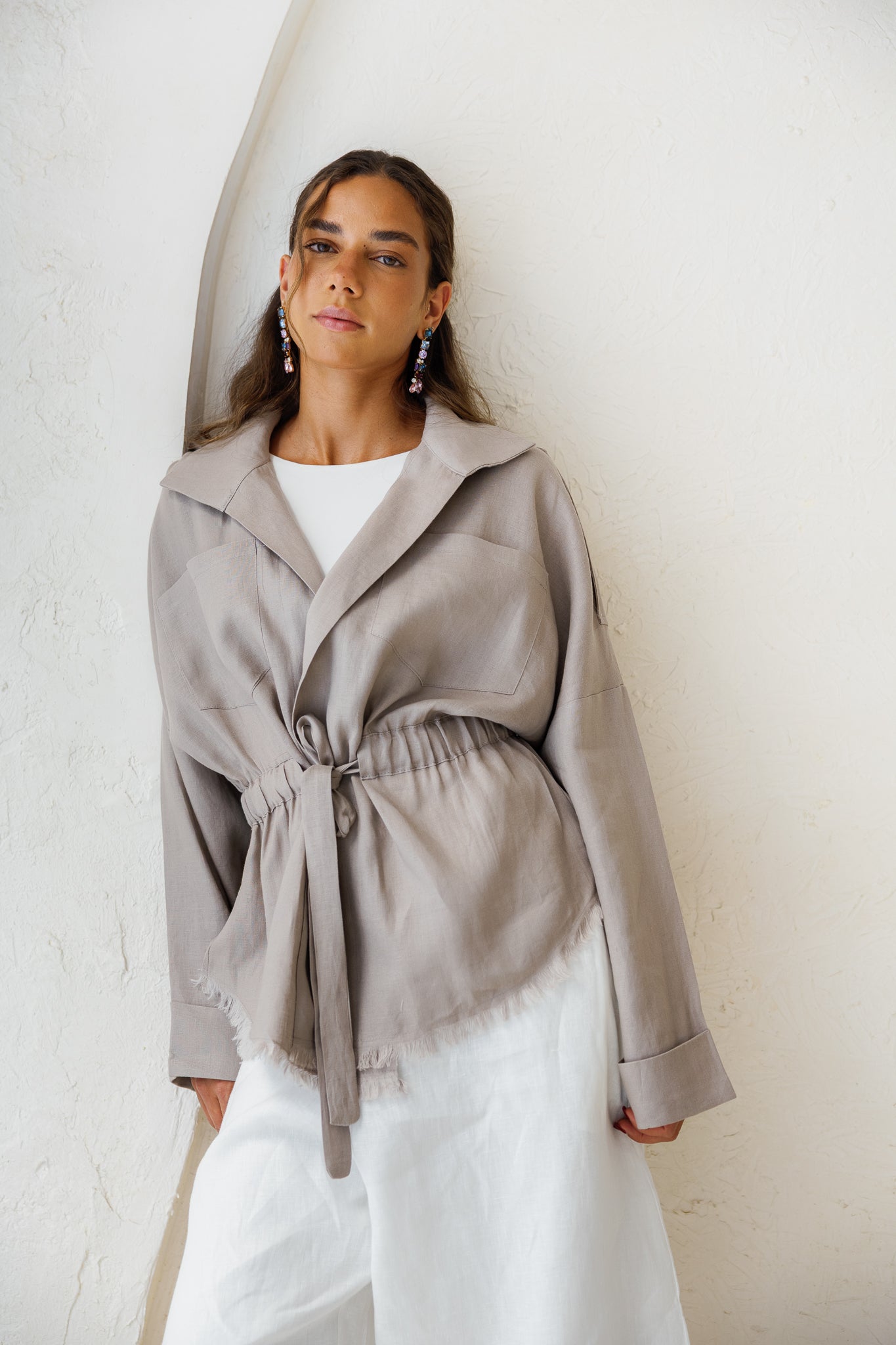 Amalia’s Signature Linen Top - Stone Grey
