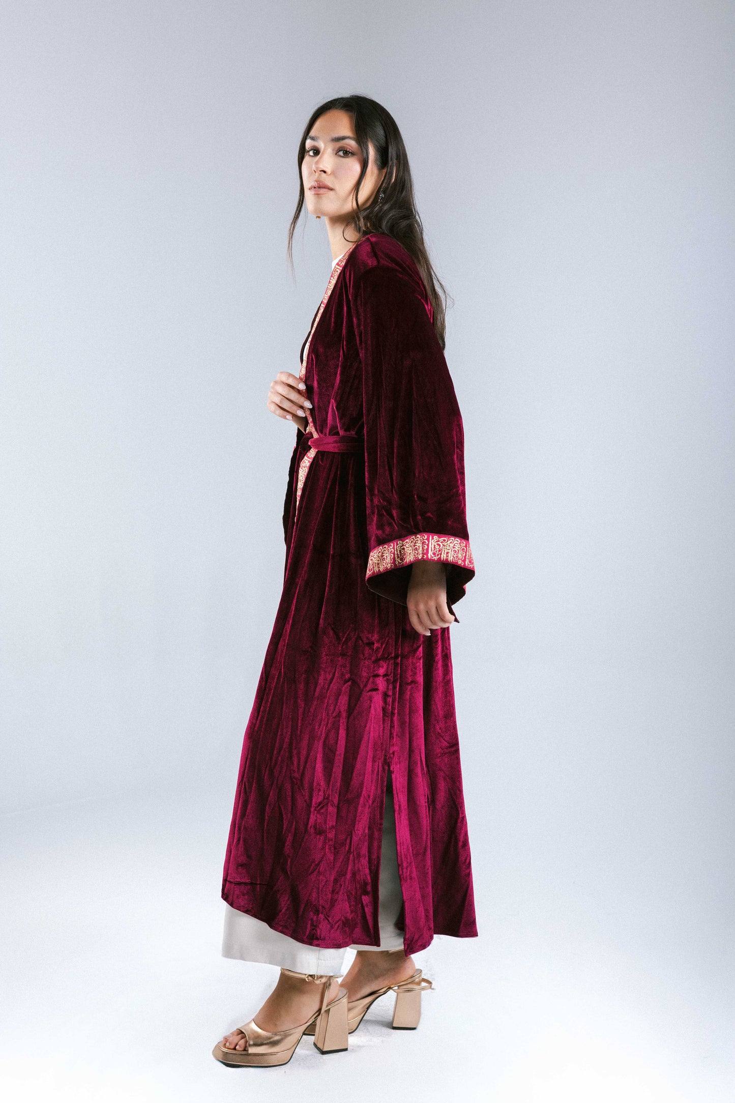 The Velvet Kaftan in Burgundy