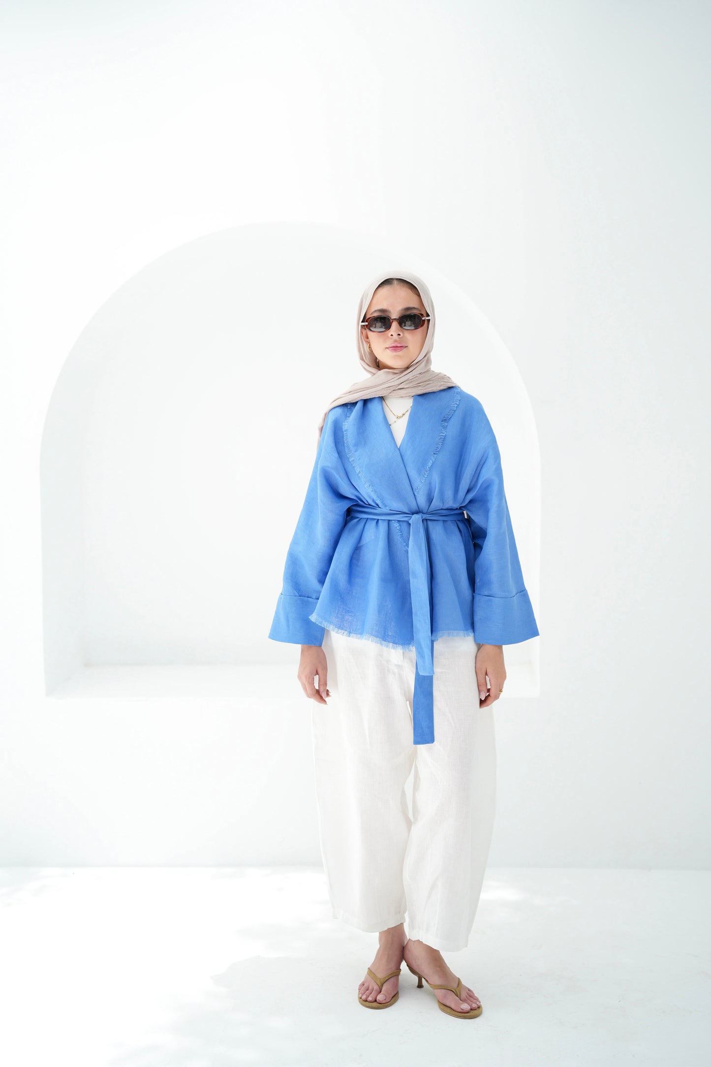 Sun Chaser Linen Cardigan - Cobalt