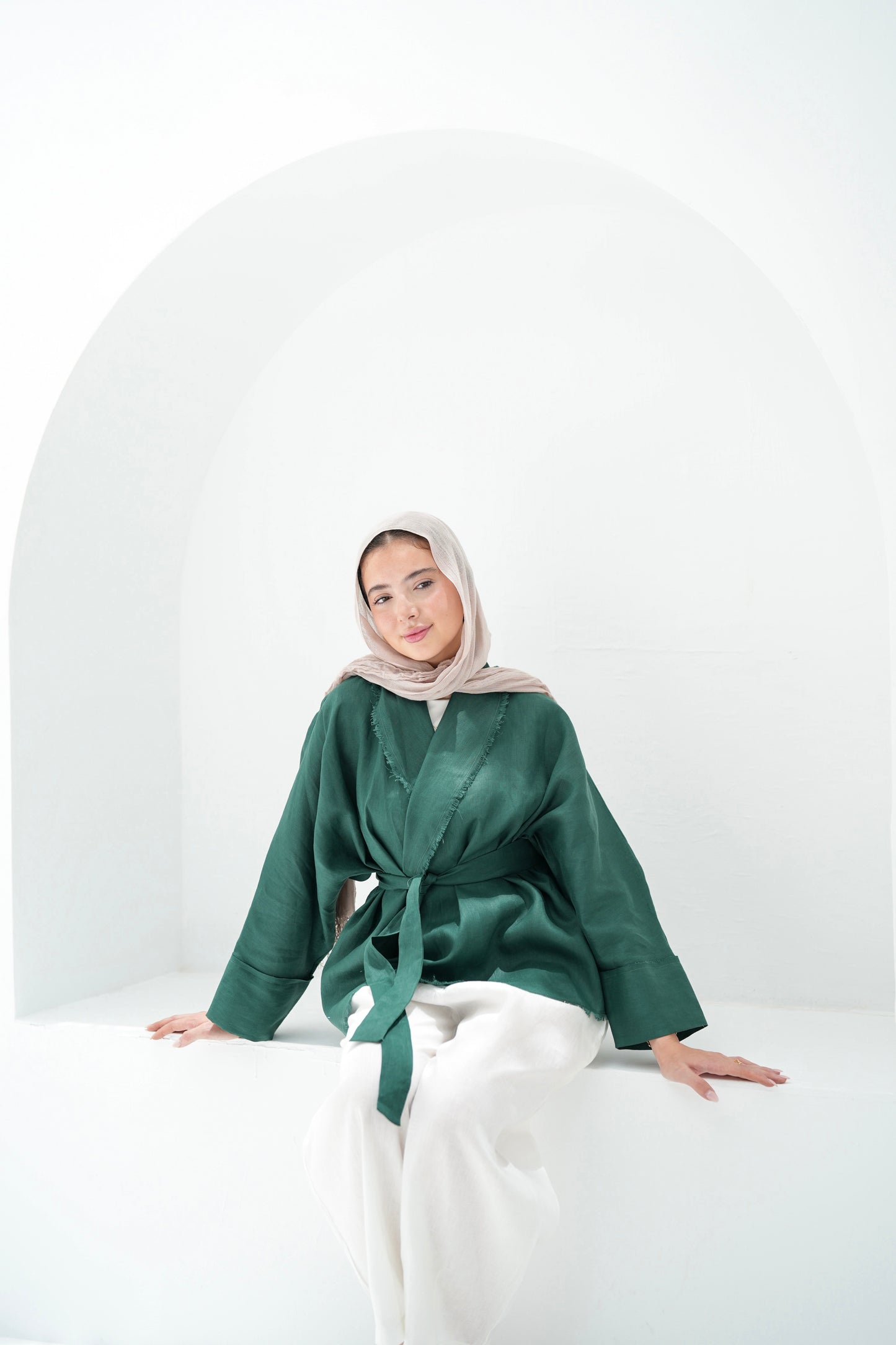 Sun Chaser Linen Cardigan - Emerald Green