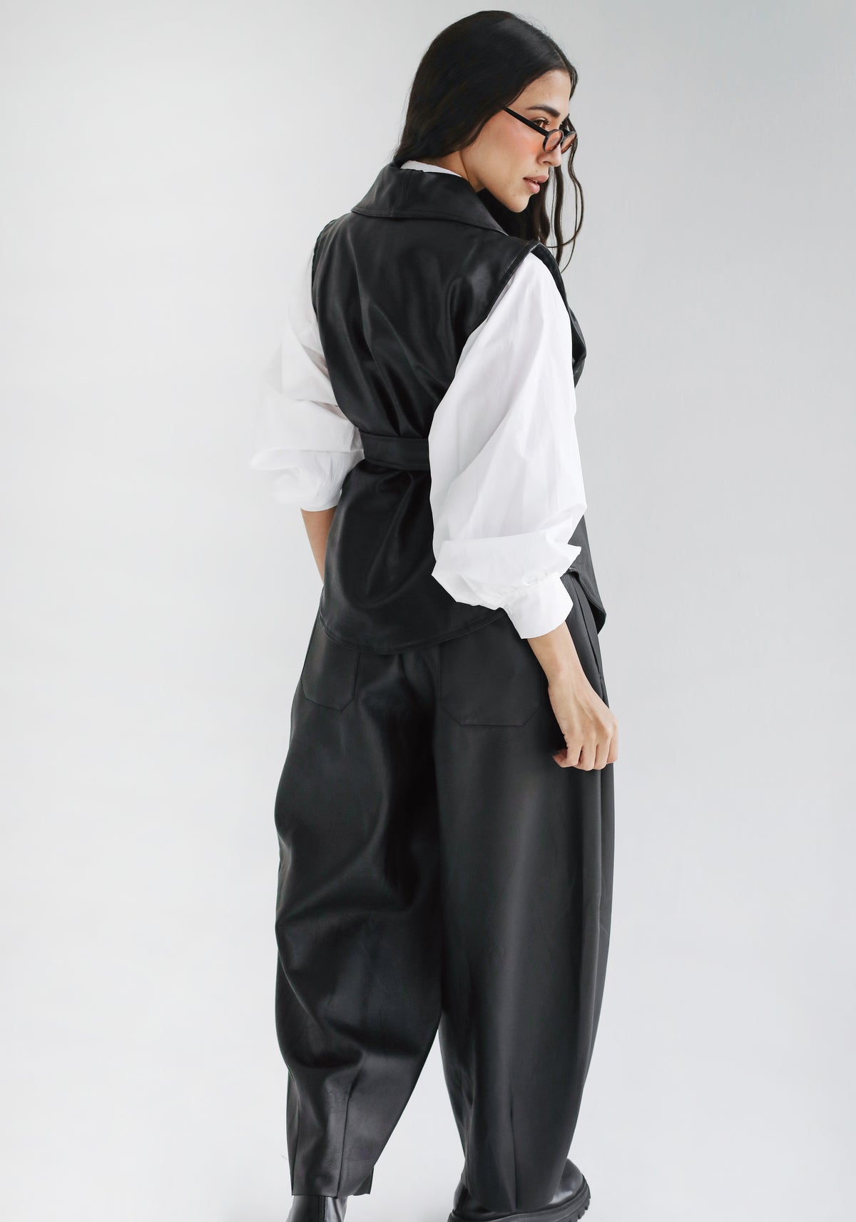 Smart Move Leather Vest in Black