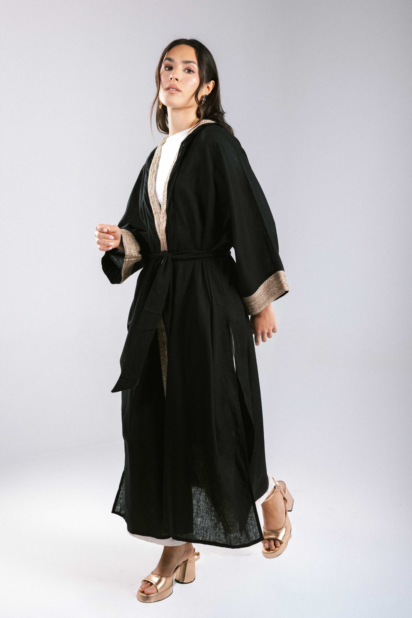 Marrakesh Linen Kaftan in Black