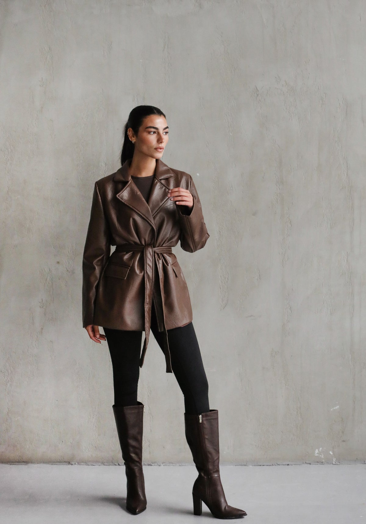 Going Places Leather Blazer (Long Version)  - Brown