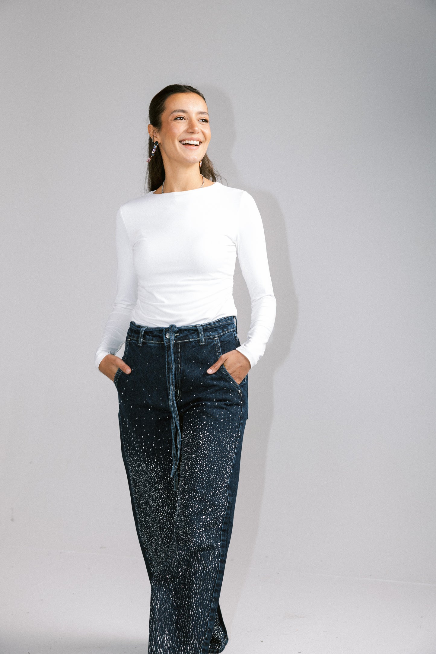 Unmatched Denim Pants in Dark Blue