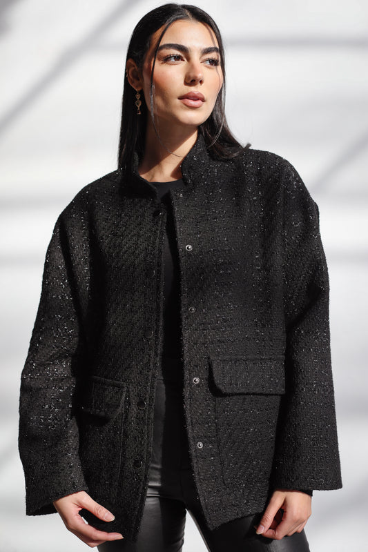 Sparkle Tweed Jacket in Black